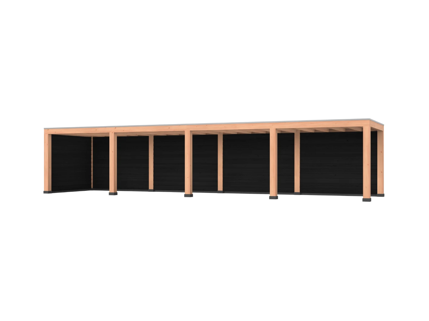 Douglas overkapping, 1200 x 300, met zwarte achterwand en zijwand, Westwood Modern - Afbeelding 1